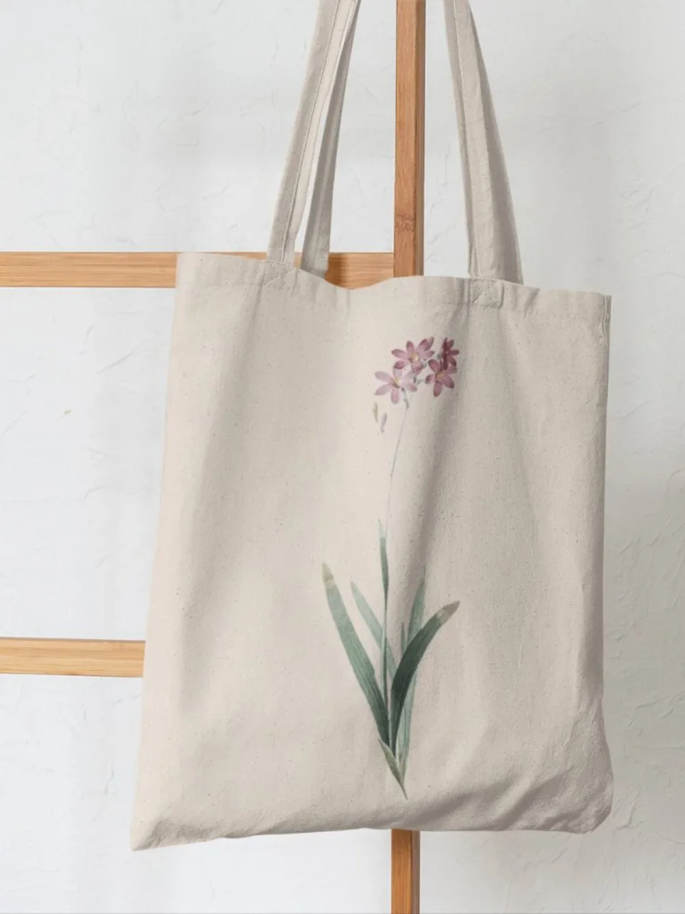 Autumn Crocus Vintage Floral Print Graphic Canvas Tote Bag